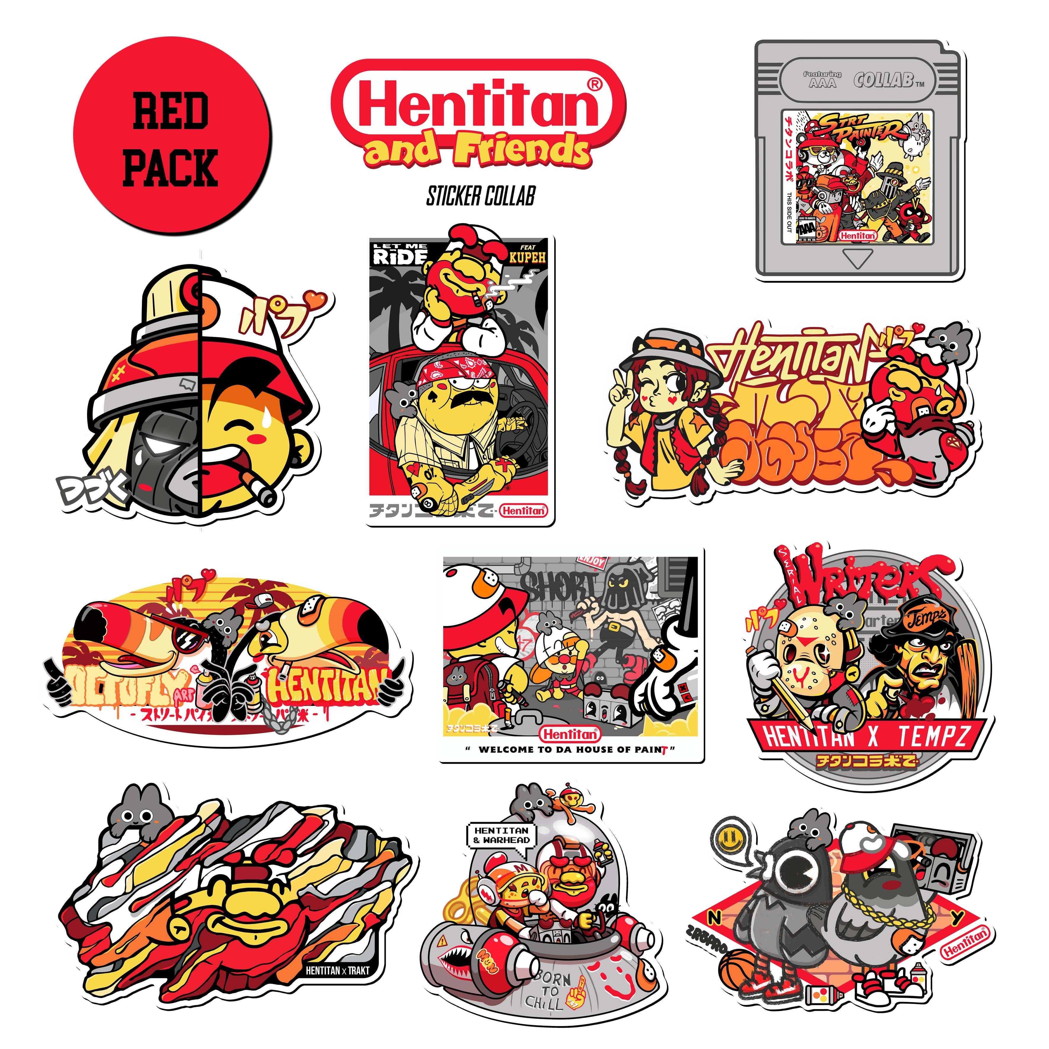 Hentitan and Friends - Red Sticker Pack