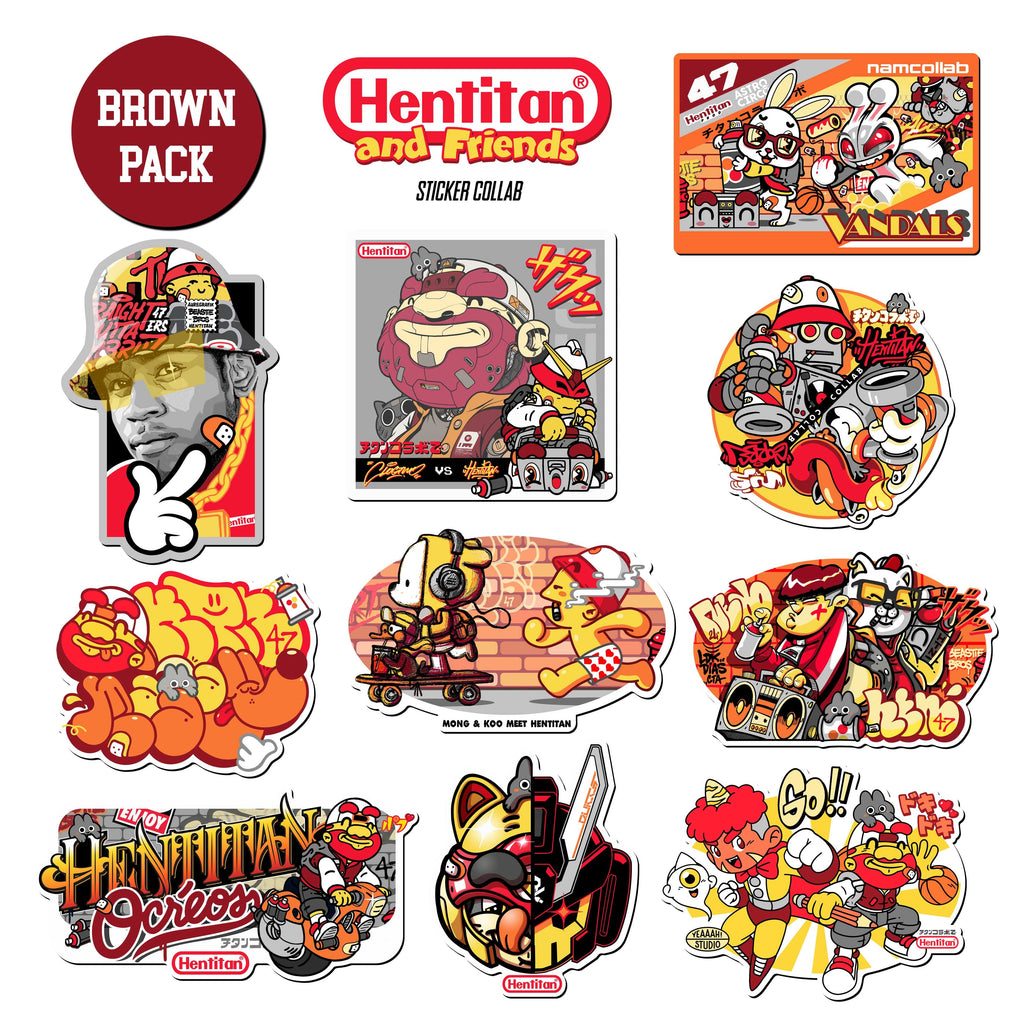 Hentitan and Friends - Brown Sticker Pack