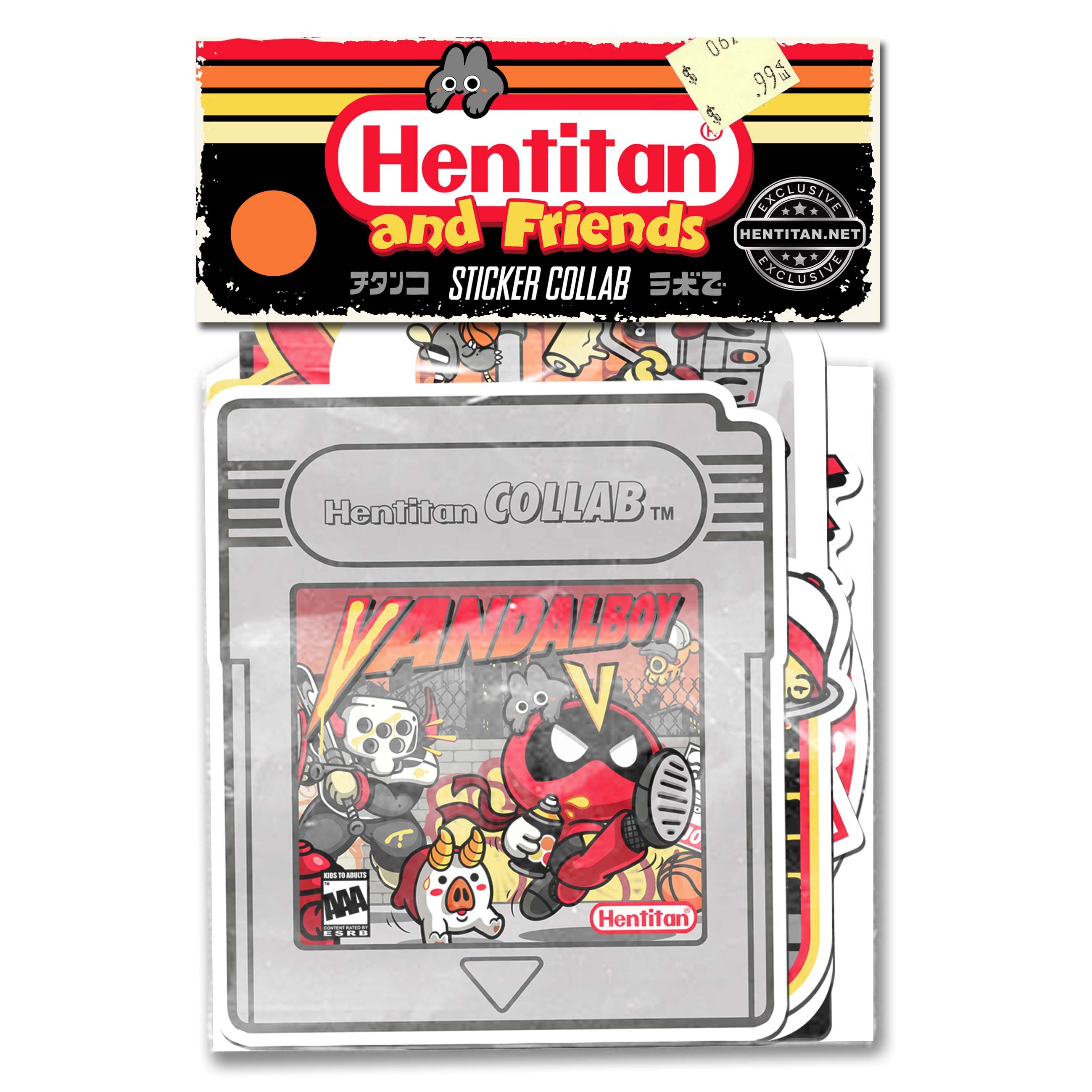 Hentitan and Friends - Orange Sticker Pack