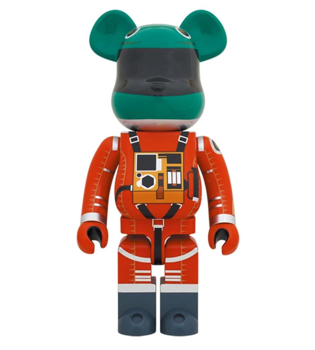 1000% Bearbrick 2001 L'Odyssée de l'Espace - Casque vert & costume orange