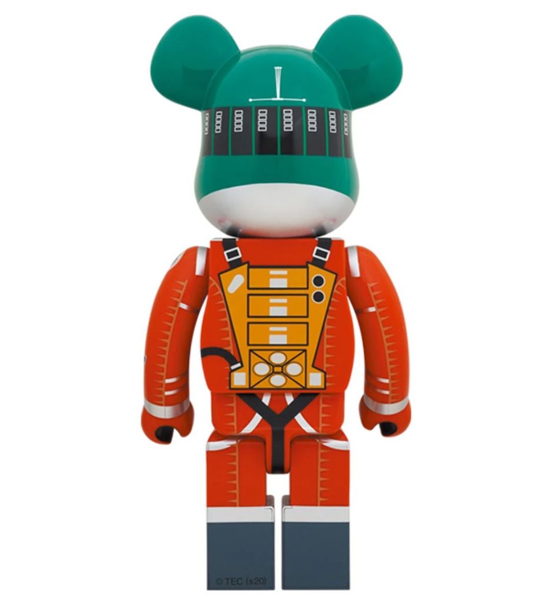 1000% Bearbrick 2001 L'Odyssée de l'Espace - Casque vert & costume orange