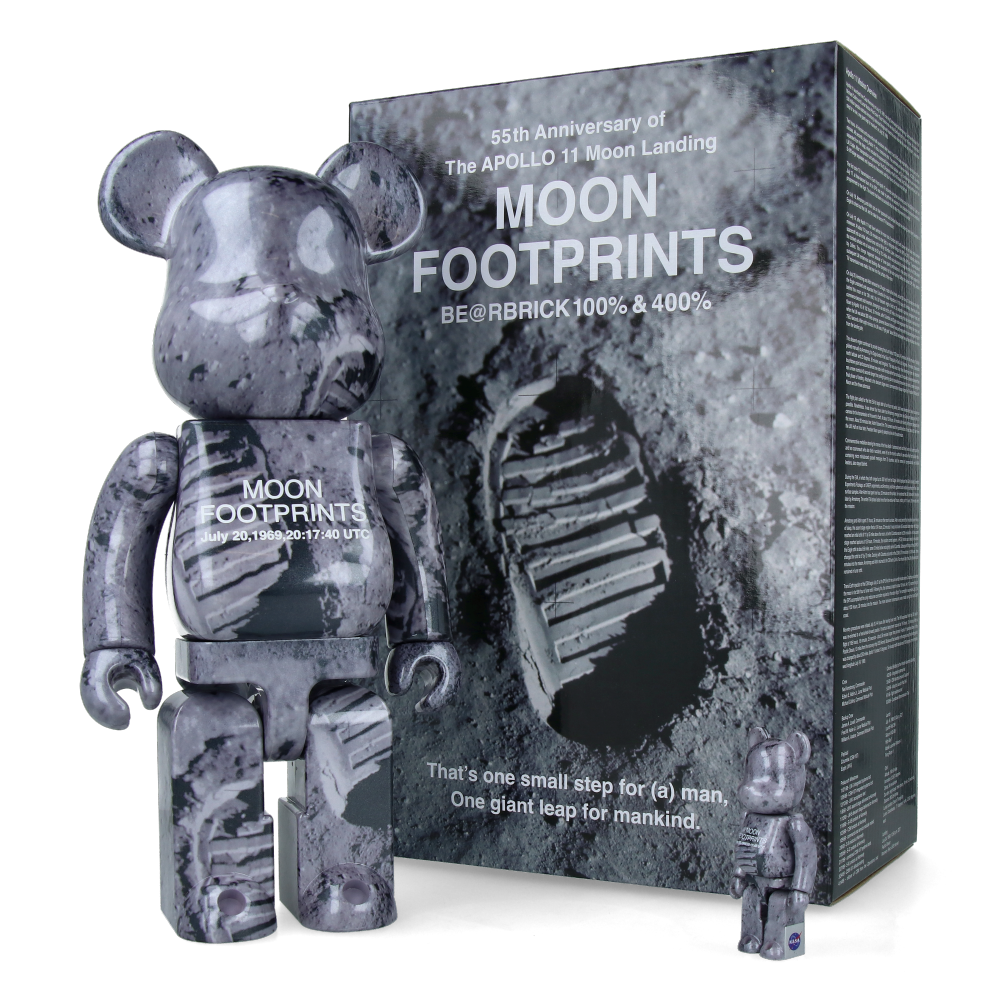 400% + 100% Bearbrick Moon Footprints