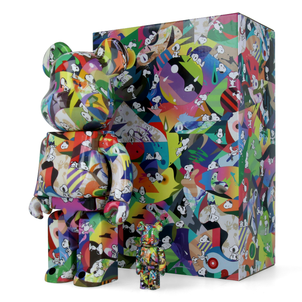 400% + 100% Bearbrick Tomakazu Matsuyama x Peanuts