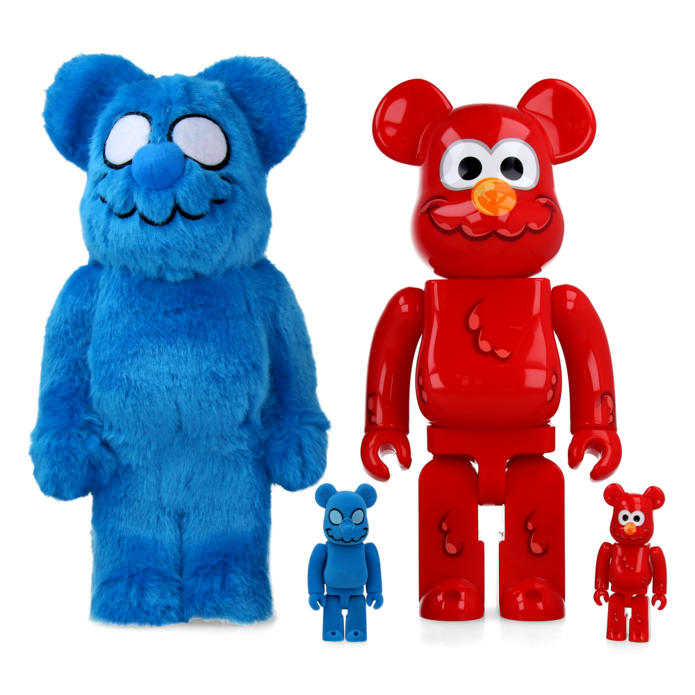 400% + 100% Bearbrick Coin Parking Delivery x Sesame Street Elmo (CPD Ver.) and Shiraishi-San (Sesame Street Ver.)