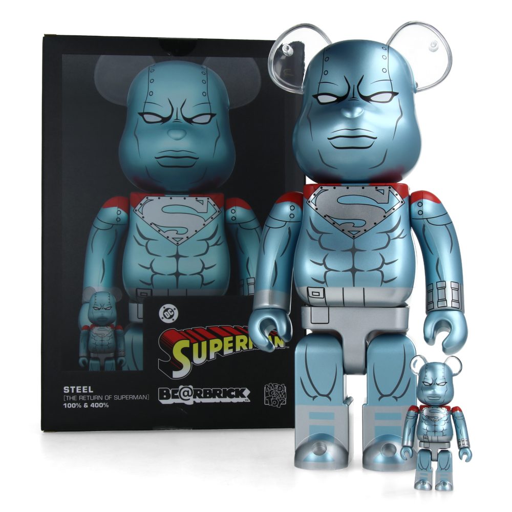 400% + 100% Bearbrick Steel (The Return of Superman)