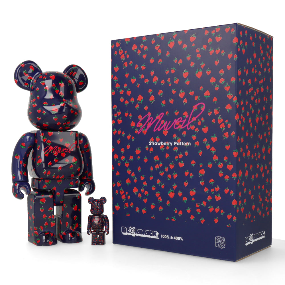 400% + 100% Bearbrick Muveil Strawberry
