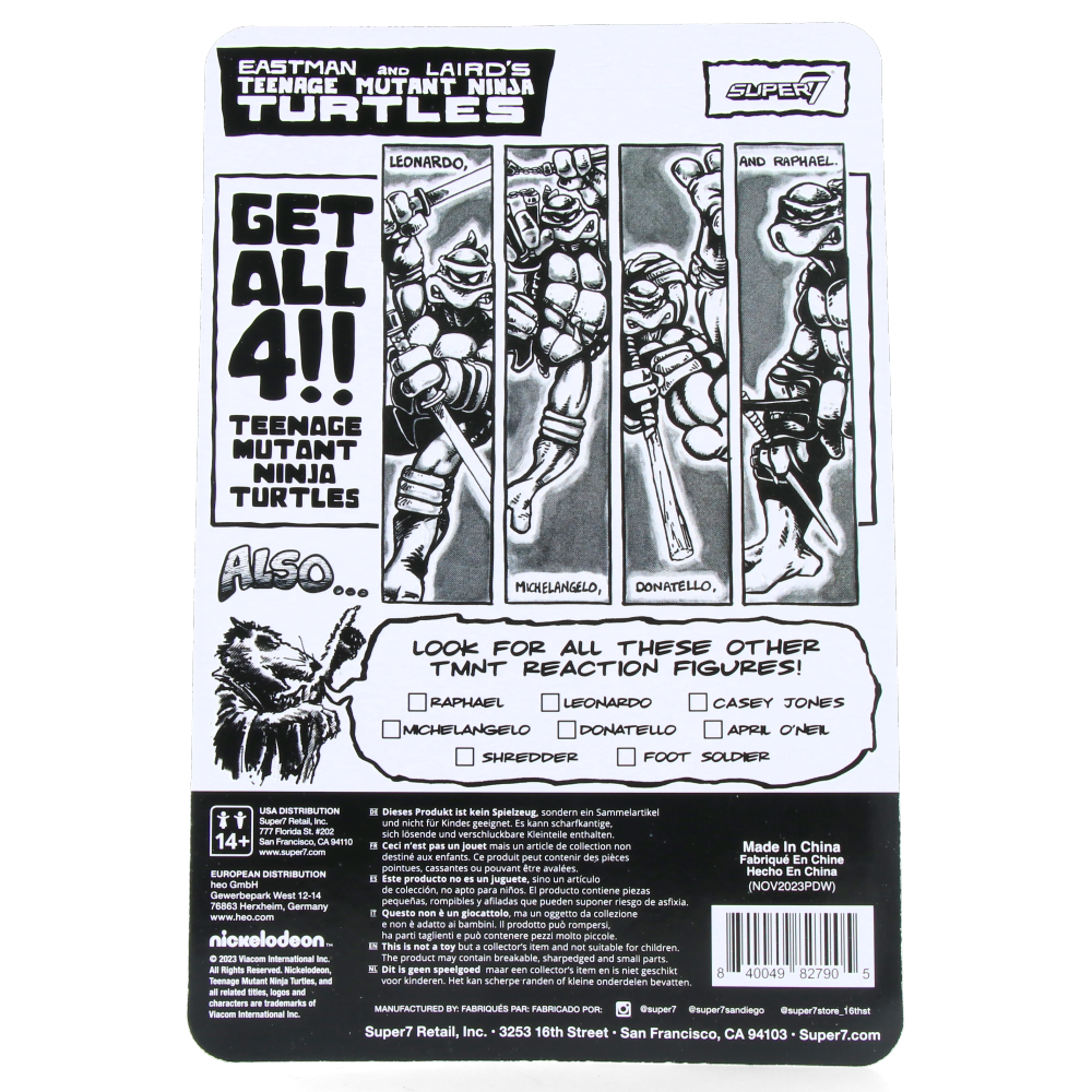 Leonardo (Comic Greyscale) - Tortues Ninja - ReAction Figures Wave 9