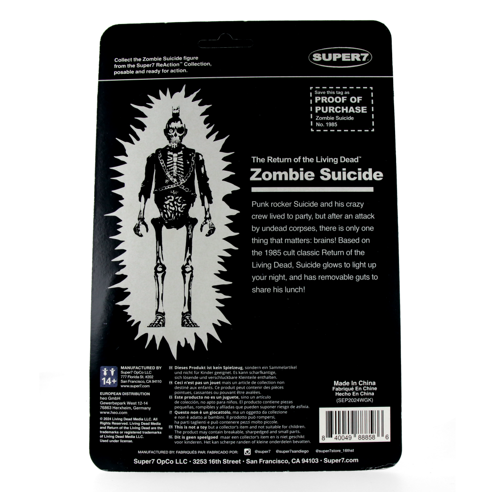 Return Of The Living Dead Reaction Figures Wave 5 - Zombie Suicide (Monster Glow)